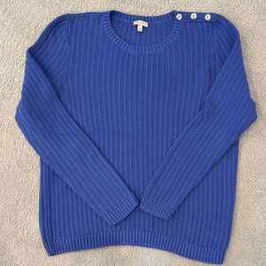 Talbots Royal Blue Button-Shoulder Sweater
